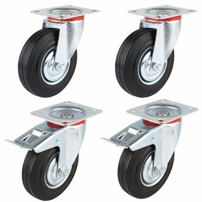 3" 4" 5" 6" 8 Inch Rubber Caster Wheels , Steel Core Roller Bearing Caster Wheels OEM ODM