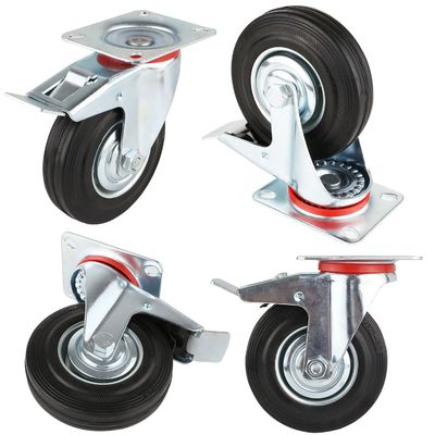 3" 4" 5" 6" 8 Inch Rubber Caster Wheels , Steel Core Roller Bearing Caster Wheels OEM ODM