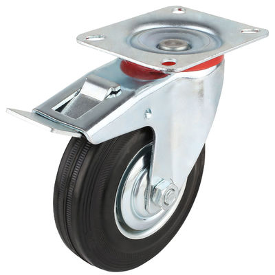 3" 4" 5" 6" 8 Inch Rubber Caster Wheels , Steel Core Roller Bearing Caster Wheels OEM ODM