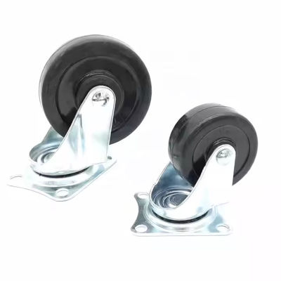 Black Light Duty Caster Wheels 3 Inch Rubber Caster Wheels 75mm Rotating Smooth Running