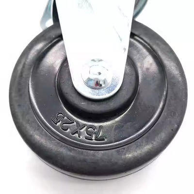 Black Light Duty Caster Wheels 3 Inch Rubber Caster Wheels 75mm Rotating Smooth Running