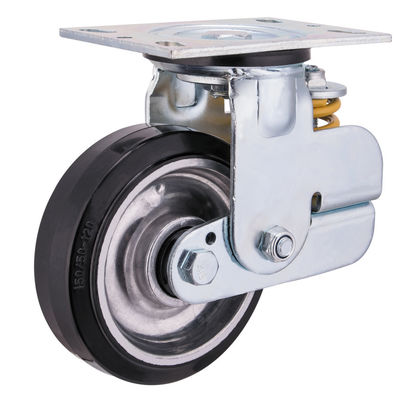 Aluminum Core Rubber Spring Loaded Castor Wheels 150mm 200mm Diameter
