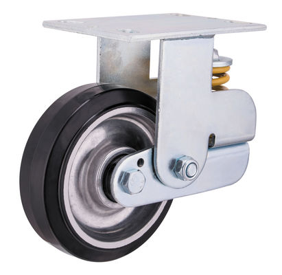 Aluminum Core Rubber Spring Loaded Castor Wheels 150mm 200mm Diameter