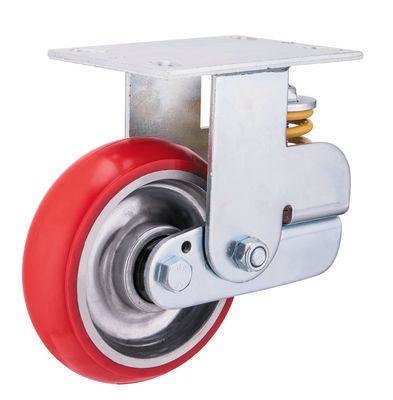 Aluminum Core Rubber Spring Loaded Castor Wheels 150mm 200mm Diameter