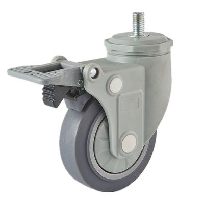Plastic Yoke TPR Medium Duty Medical Casters Wheels Top Plate Mount Installation