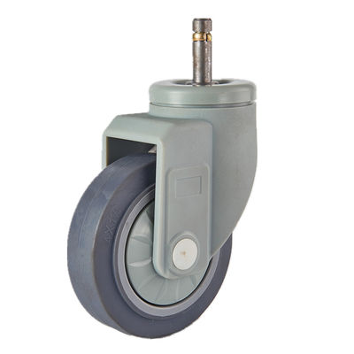 Plastic Yoke TPR Medium Duty Medical Casters Wheels Top Plate Mount Installation