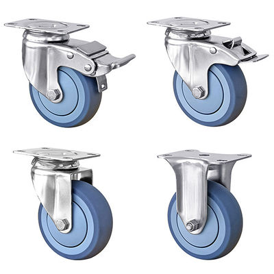 Blue TPR Caster Wheels Medium Duty 100kg-150KG Stainless Steel Castor Wheels