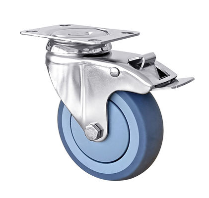 Blue TPR Caster Wheels Medium Duty 100kg-150KG Stainless Steel Castor Wheels
